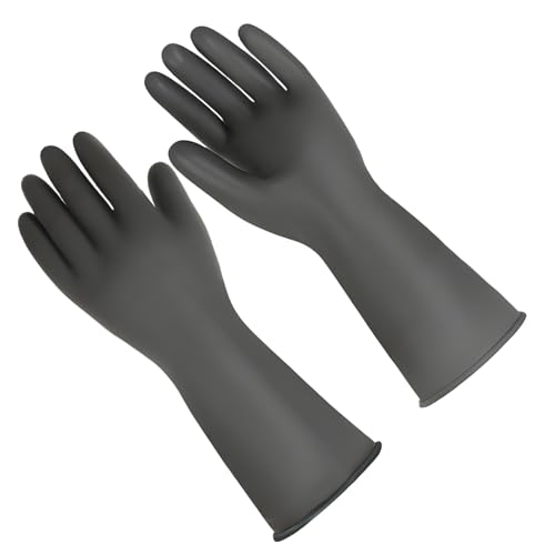 YTPAFK 14 Rubber Gloves, Heavy Duty Latex Gloves Chemical Resistant, Waterproof, Resist Strong Acid, Alkali and Oil, Not Afraid of Scratches (1 Pair)