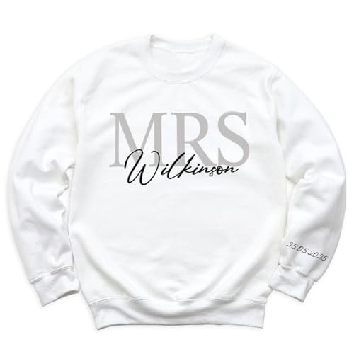 Custom Mrs Sweatshirt Mr Mrs Sweatshirt Couple Matching Hoodie Wedding Gift with Est Date Sweater Cute Honeymoon Hoodie Newly Women and Men Engaged Sweater2