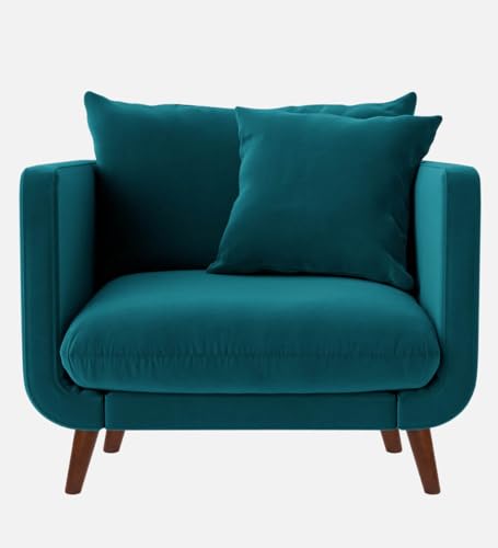 Image of Rejol Velvet 1-Seater Sofa Luxurious Comfort for Living Rooms and Offices (Teal Blue, Armchair)