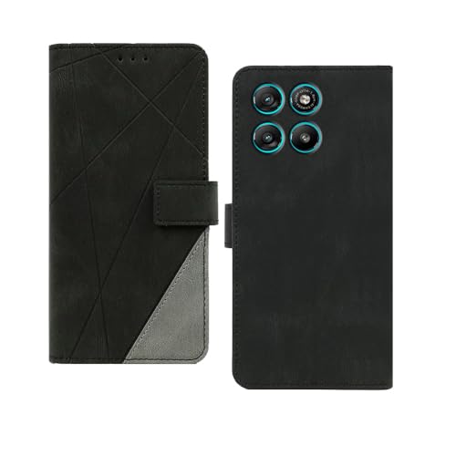 Image of amazon basics Motorola G67 Power 5G Flip Cover | Card Pockets Wallet & Stand | Flip Cover for Motorola G67 Power 5G (Black with Grey)