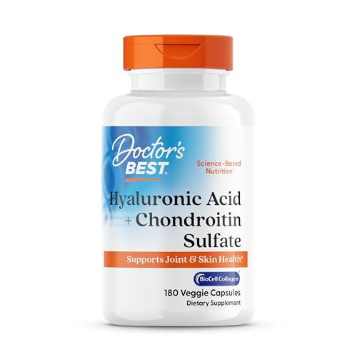 Doctors Best Hyaluronic Acid with Chondroitin Sulfate Featuring BioCell Collagen Non-GMO Gluten Free Soy Free Joint Support 180 Count (Pack of 1)