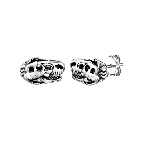 FaithHeart Viking Animals Huggie Hoop Earrings for Men, Gothic Dragon/Snake/Dinosaur/Wolf Earrings Stainless Steel Hypoallergenic Lightweight Stud Earrings Mens Punk Rock Jewelry Gift C-Dino