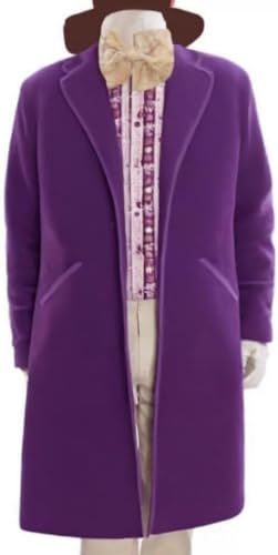 Men's Classic Purple Velvet Notch Lapel Collar Long Coat