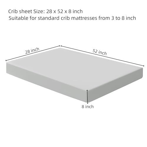 Image of HBHLFZ Crib Sheets for Boys, Girls, 28x52 Inch Fitted Crib Sheet - 8 Inch Deep Pocketed Fixed Sheet - Soft and Comfortable Microfibre - Fits Standard cot and Toddler mattresses, Light Gray