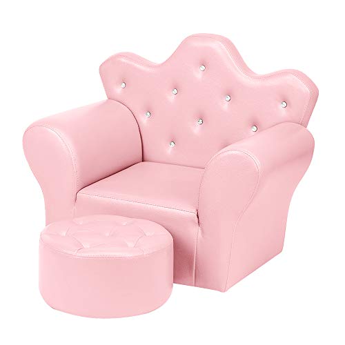 Ochine Kids Sofa Children Couch Chair with Ottoman Upholstered Chair PVC Leather Toddler Chair Multifunctional Princess Sofa Mini Chair Accent Seat Furniture for Kid Boys Girls (Ship from USA)