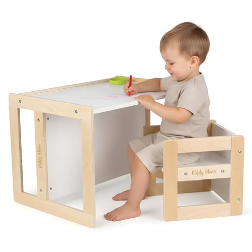 KiddyMoon Kindertisch Mit Stuhl 2-In-1 Runde Kanten Kindermöbel Leicht Zu...