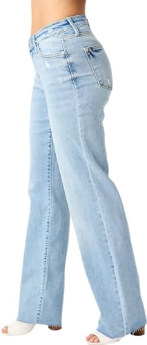 Judy Blue Women's High-Rise V Front Waistband Straight Jeans 82483 (Light Blue, 20 Plus)2