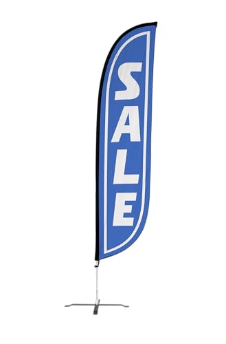 LookOurWay Feather Flag Banner - 12 Feet Tall Advertising Flags for Outdoor Business and Events Promotion - Swooper Flag Only - Sale Flags - Sale Blue (10M1200099)