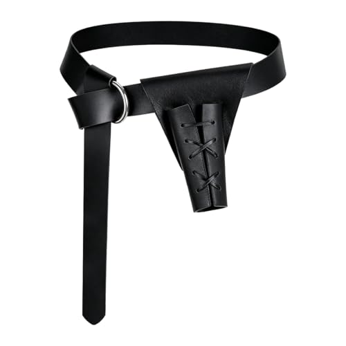 Montrestar Cinturón Medieval de Piel Sintética Negro con Vaina