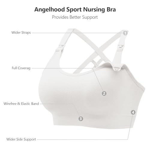 Image of Angelhood Nursing Bras for Breastfeeding, Seamless Nursing Sports Bra Medium Impact Support Maternity Bras for Pregnancy