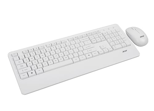 Image of Acer PalmEase Wireless Keyboard & Mouse Combo with Palm Rest | 2.4GHz, 1600 DPI, Co-Pilot Key, Rupee ₹ Symbol | 10m Range, 10M Keystroke Life, Power Saving Mode | Windows & Mac Compatible - White
