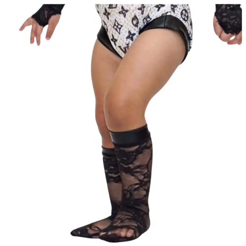 Girls Black Lace Stretch Knee socks for baby toddler girls by shoe size2