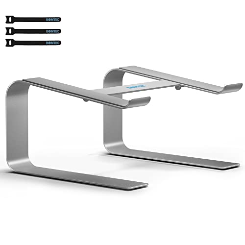 Bontec Support Ordinateur Portable, Support Ergonomique pour PC Portable pour Bureau, Support Laptop Compatible avec Les Ordinateurs Portables de 10-17.3', Argent