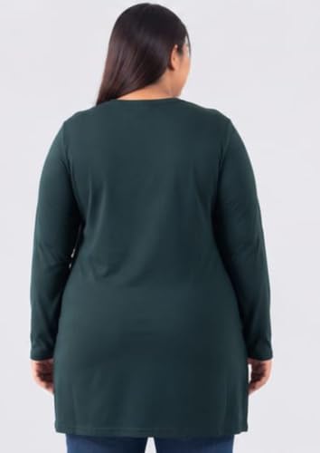 Image of CUPID Women's Cotton Plus Size Plain Full Sleeves Long Top for Summer n Semi Summers with One Side Pocket for Ladies Solid T Shirt