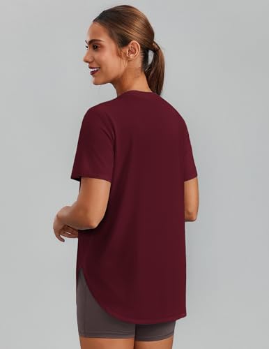 Image of PINSPARK Workout Tops for Women Short Sleeve Athletic Shirts UPF 50+ Quick Dry Running Outfits for Exercise Gym Hiking S-3XL