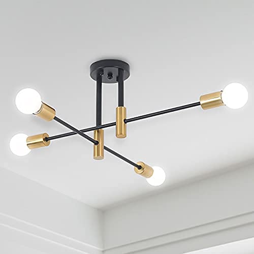 💡【Requisiti della lampadina】 Il lampadario in oro nero si adatta alla lampadina a vite E26/E26, compatibile con LED, Edison, Incandescente, fluorescente compatta, alogena. Può essere utilizzato con l'interruttore dimmerabile e lampadine dimmerabili, crea un'atmosfera calda.