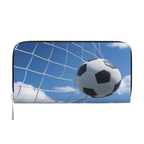 Soccer (1) Printed Zip Around Long Wallet For Women Men Pu Leather Clutch Purse,Card Holder, Coin Pocket Stylish Travel Leather Billfold For Daily Use & Gifting