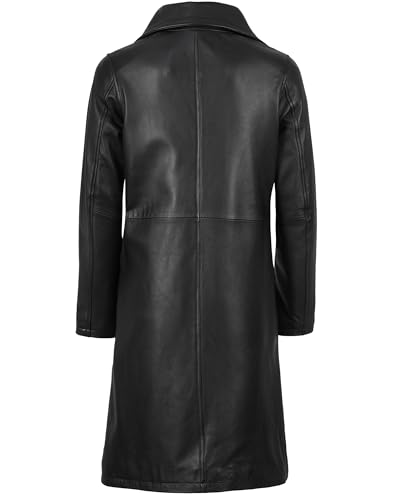 Decrum Leather Coat Women - Real Lambskin Women's Long Leather Car Coat4