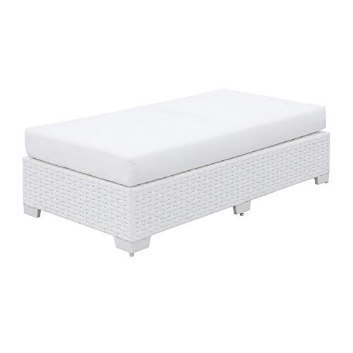 Furniture of America Arthur Rattan Rectangular Patio Ottoman in White