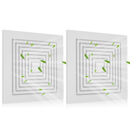 Calvana (2-Pack) BP90 Bathroom Exhaust Fan Cover 9-1/4 x 9 Vent Cover Replacement Compatible with Broan-NuTone Square Ceiling or Wall-Mount Fits Models BP46 663 670 671 675 688 689 White