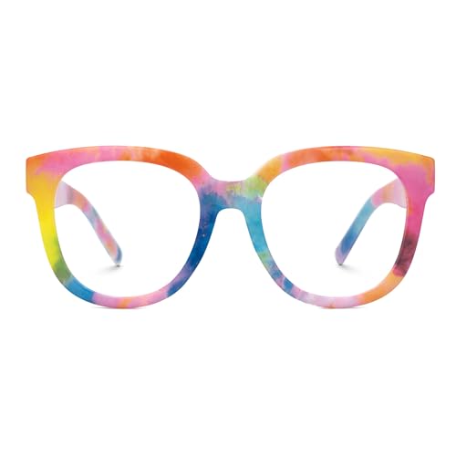 Image of Zeelool Oversized Blue Light Glasses for Women Square Rainbow Eyeglasses Stylish Full Rim Designer Eyewear Anti Eyestrain & UV JGP049594-11B, Medium