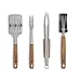 BURNHARD® Grillbesteck-Set 4-TLG. 42 cm, Akazienholz Edelstahl, Grillzubehör mit Grillzange, Grillwender, Fleischgabel und Grillbürste mit extra-Langen Holzgriffen und Aufhänge-Ösen