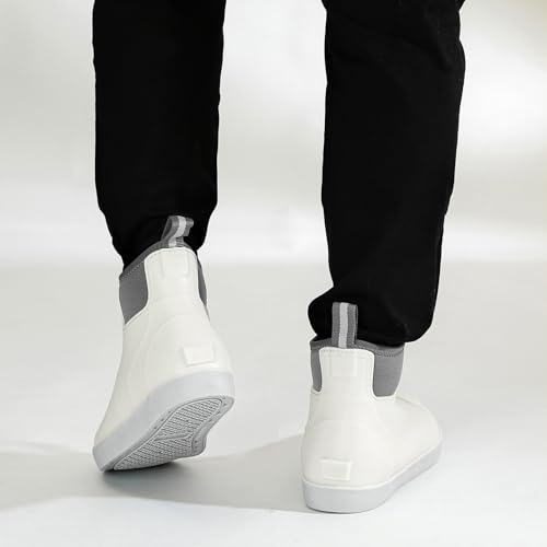 Image of Men's Deck Boots, Waterproof Non-Slip Ankle Rain Boots for Fishing