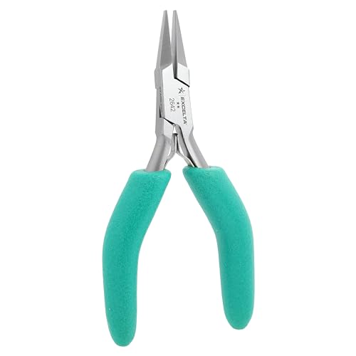 Excelta 2642 Precision Small Flat Nose Plier, 4.75 Inch Stainless Steel, Cushioned Foam Grips, Dual Leaf Springs, Ideal for Wire Straightening, Intermediate