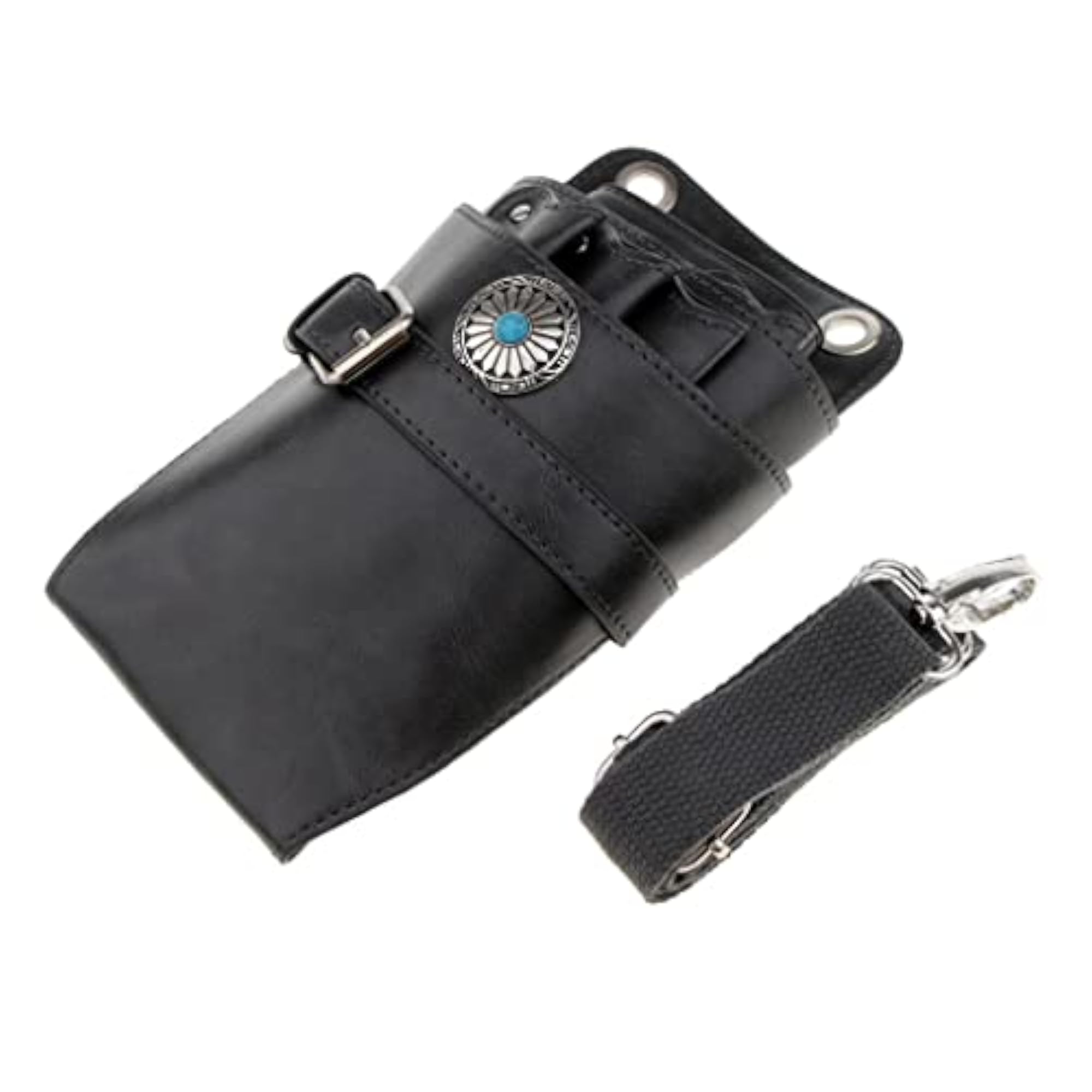 Real Leather Barber Scissors Holder Pouch, Gray