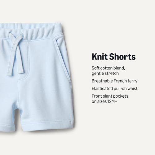 Amazon Essentials x Sofia Grainge Baby Boys' Pull-On Knitted Shorts, Pack of 2, Light Blue/Stripes, 18 Months - Image 2