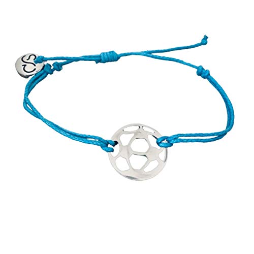Soccer Bracelet, Soccer Jewelry, Adjustable Stainless Steel Soccer Charm Bracelets - Soccer Gifts (Turquoise)