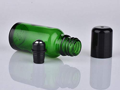 6PCS 50ml Empty Portable Green Glass Roll on Bottles With Stainless Steel Ball and Black Cap For Perfume Essential Oil Roller Bottles Vial Container Pot Jar Attar Bottle3