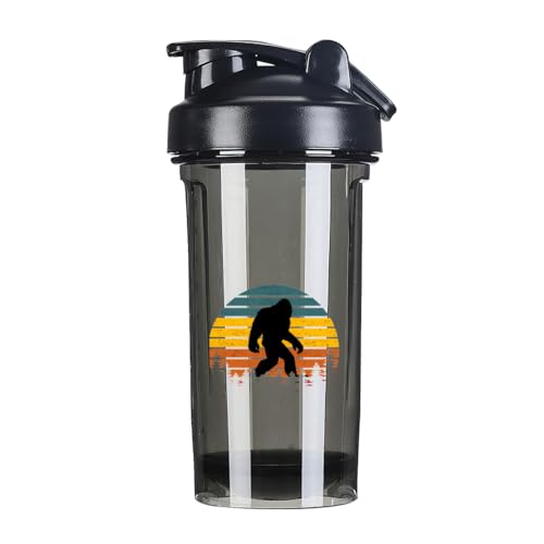 Retro Bigfoot Silhouette (1) 18 Ounce Shaker Bottle Drink Mixer Leak-proof Pre Workout Protein Shakes Meal Replacement Shakes Bottles 500ML/18 Oz Black