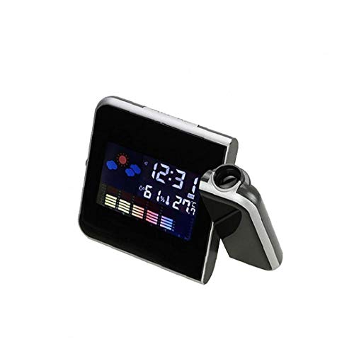 Función Multi Digital Despertador Proyector Con Cargador Interior Relojes De Alarma Al Aire Libre Termómetro Dual Usb Estación Meteorológica Led Para Habitaciones Sin Batería Negro