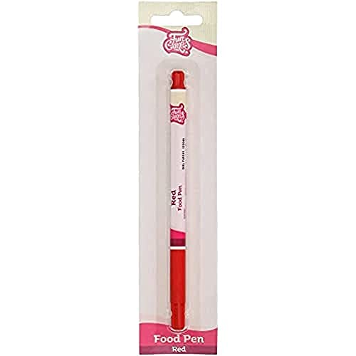 FunCakes Food Pen Rouge: Stylo Alimentaire pour Décoration de Gâteaux, Pâtisseries et Desserts, Pointe Flexible pour Lignes Épaisses et Fines, Idéal pour Personnaliser, Certifié Halal