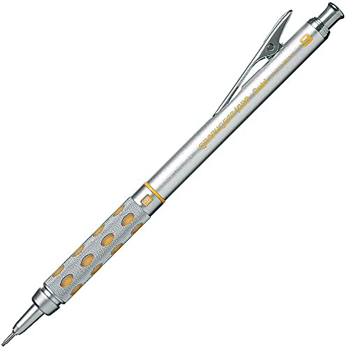 Pentel Graphgear 1000 Mechanical Pencil 0.9mm Silver Barrel Yellow Details HB Lead, 1 Mechanical Pencil (YPG1019-G)