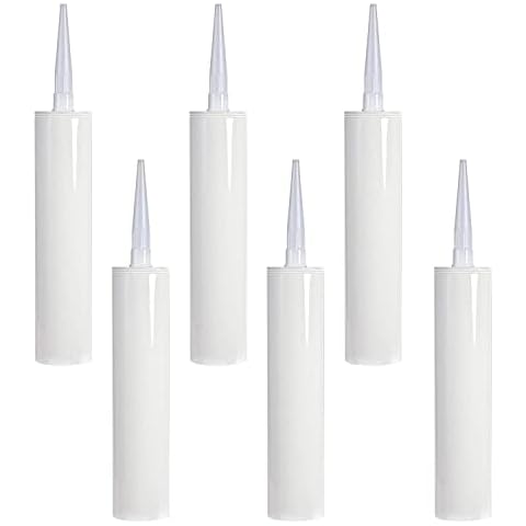 Daszui 6 Pack Empty Caulking Sealant Tubes,300ML Empty Plastic Caulk Tubes, Grout Cracks, Tiles, Repairs Latex Caulk Tubes (8.4 x 1.9 in) Cover