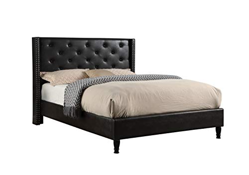 Home Life Premiere Classics Leather Dark Brown Tufted with Nails Leather 51' Tall Headboard Platform Bed with Slats Full - Complete Bed 5 Year Warranty Included 007, furBed00007_Leather_Brown_Full