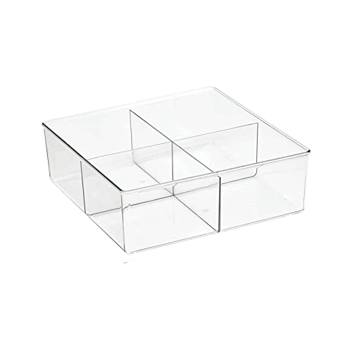 Image of 4 Compartment Divided Drawer and Closet Storage Bin - Organizer for Scarves, Socks, Ties Bras, and Underwear - Dress Drawer Organizer, Shelf Organization