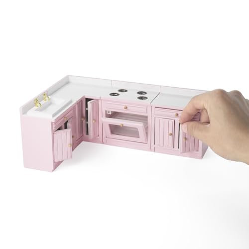 Maison de poupée comptoir cuisine rose Odoria pour créer un décor miniature réaliste