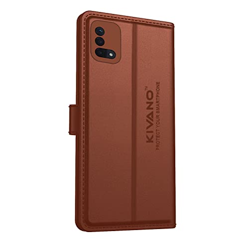 Image of KIVANO Compatible with Oppo A74 5G Flip Cover | Leather Finish | Inside Pockets & Inbuilt Stand | Shockproof Wallet Style Magnetic Closure Back Cover Case