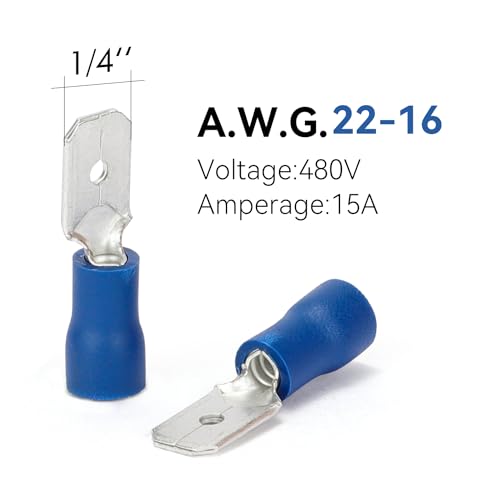 Hks FDD2-250 150Pcs Male Vinyl Insulated Spade Connector Blue 16-14 Awg thumb #2