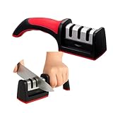Afiador Amolador de Facas 3 em 1 Profissional Manual Aço Cabo Ergonômico Base Antiderrapante Uso...