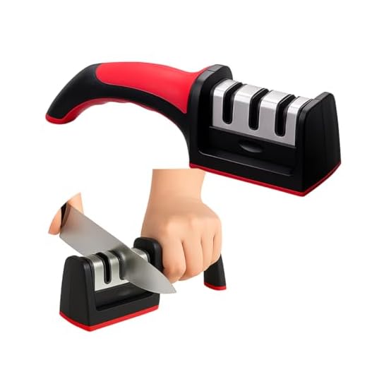 Afiador Amolador de Facas 3 em 1 Profissional Manual Aço Cabo Ergonômico Base Antiderrapante Uso Diário Corte Rápido e Preciso Premium