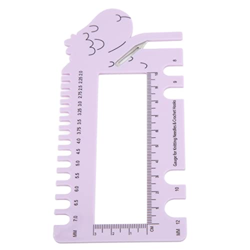 Stitch Counter for Crochet Uk Plastic 14x7.6cm Crochet Needle Ruler Gauge Sewing Gauge Fade-Free Scale & Sheep Design with Engraved Chart Measuring Tool for Home Craft Use