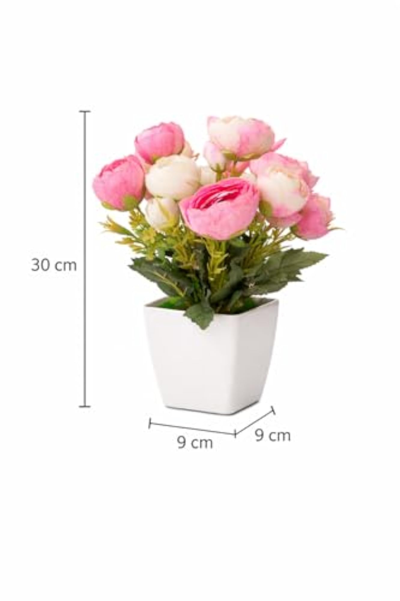 Artificial Pink Rose Flowers with Pot for Home Decoration