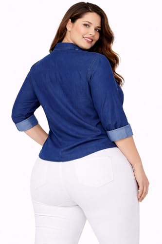 Image of Fancy Full Sleeve Washed Denim Shirt for Women