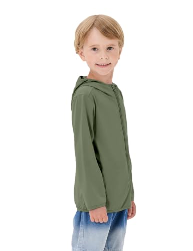 Image of TAGIHOO Kids Active Zipper Sun Protection Jacket Boys Girls Hooded Cooling Shirt Pockets Fishing Running Outdoor