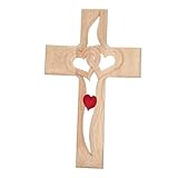 Resin Kreuz Wanddekor mit geschnitzten Christliche Deko Herzen - Symbol für ewige Liebe & Glaube, Christliche Geschenke, Deko für Wohnzimmer Herz Kreuzständer Wandtattoo Ornament (22.7*16.5*0.8cm)