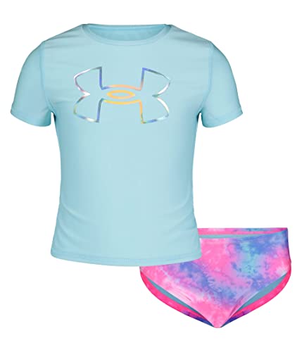 Rashguard para niña Under Armour conjunto de baño dos piezas Opal Blue talla 5